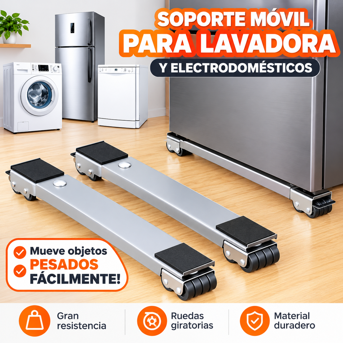 Base Rodante Ajustable para Electrodomésticos Pesados